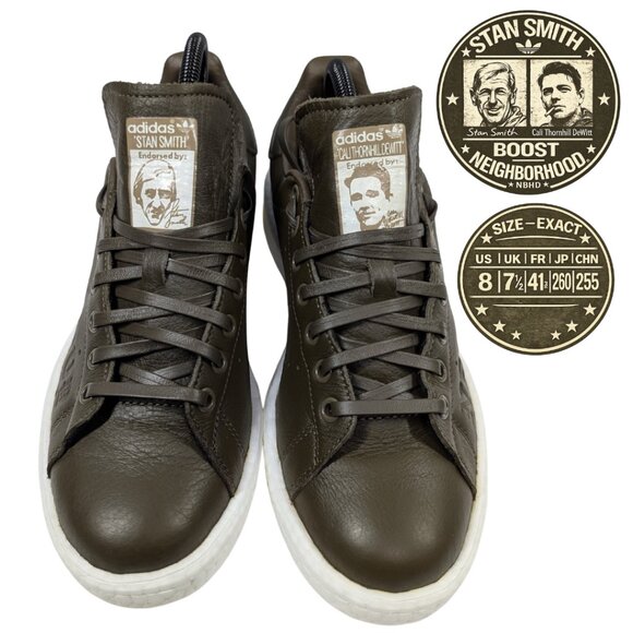 adidas Stan Smith Boost x NEIGHBORHOOD NBHD Olive Leather Mens 8 B37342 main image 5